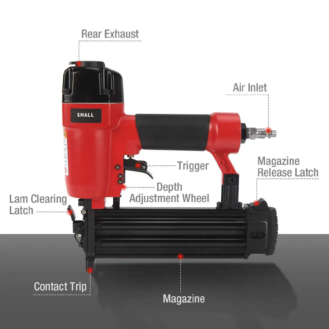 Shall St64 Pneumatic Nail Gun 14 Gauge Heavy Duty Concrete T Nailer 23/32 &quot; to 2-1/2&quot;, Air Nailer for Hardwood to Concrete